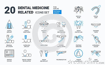 Dental icons set. Vector Illustration
