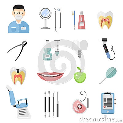 Dental icons vector set. Vector Illustration