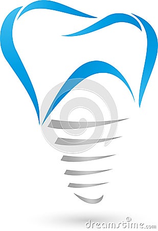 Dental implant, dentist logo Stock Photo