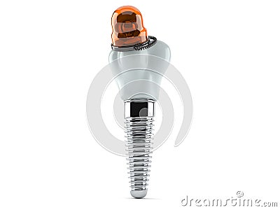 Dental implant with emergency siren Cartoon Illustration