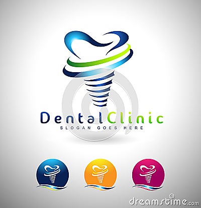 Dental Implants Logo Vector Illustration