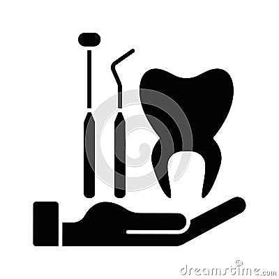 Dental insurance black glyph icon Vector Illustration
