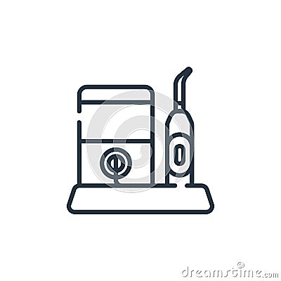 dental irrigator vector icon isolated on white background. Outline, thin line dental irrigator icon for website design and mobile Vector Illustration