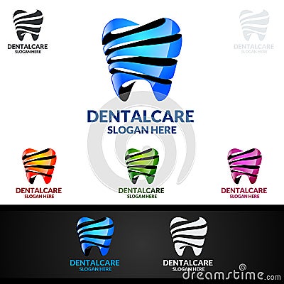 Dental Logo Tooth abstract design vector template, Dentist stomatology medical design Vector Illustration