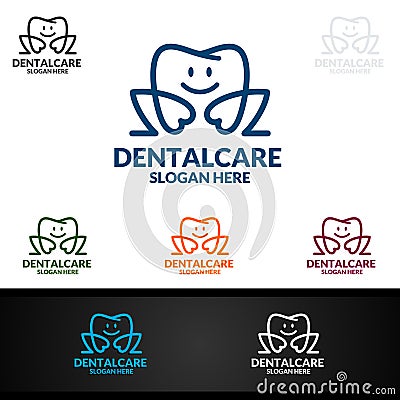 Dental Logo Tooth abstract design vector template, Dentist stomatology medical design Vector Illustration