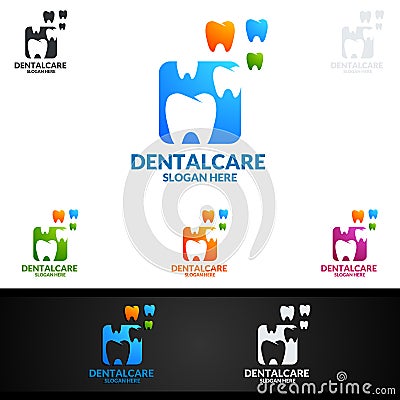 Dental Logo Tooth abstract design vector template, Dentist stomatology medical design Vector Illustration