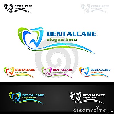 Dental Logo Tooth abstract design vector template, Dentist stomatology medical design Vector Illustration