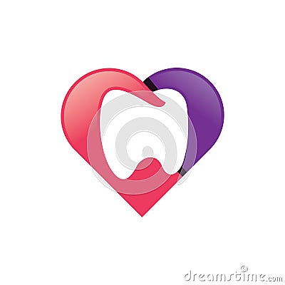Dental Love Logo vector Vector Illustration