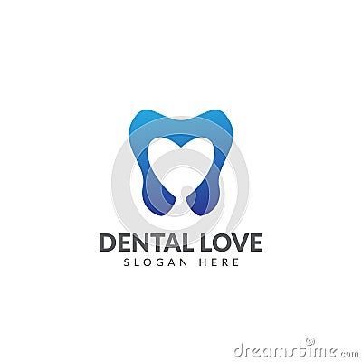 Dental love logo design vector template Vector Illustration