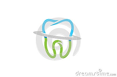 Dental Planet Circle Logo Vector Illustration