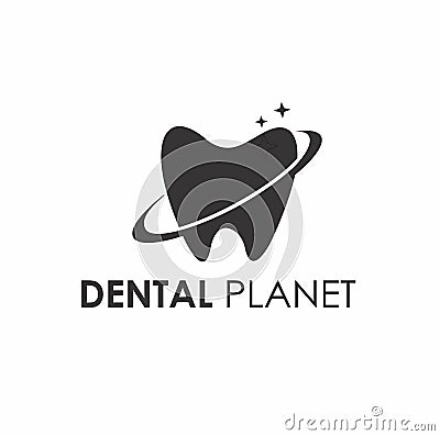 dental planet logo design concept Cartoon Illustration