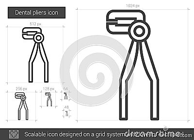 Dental pliers line icon. Vector Illustration