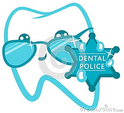 Dental Police. Cop With A Badge. Vector Illustration