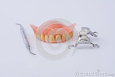 Dental prosthesis and instrumental Stock Photo