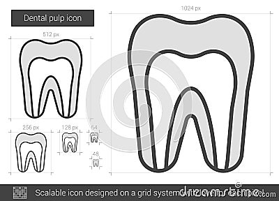 Dental pulp line icon. Vector Illustration