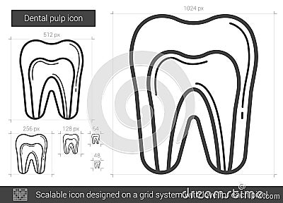 Dental pulp line icon. Vector Illustration