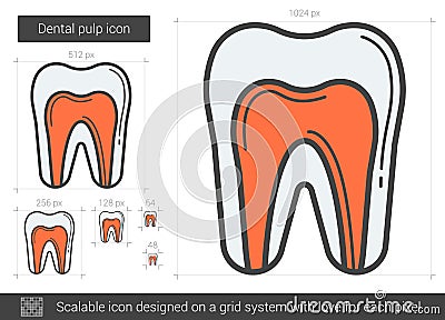 Dental pulp line icon. Vector Illustration