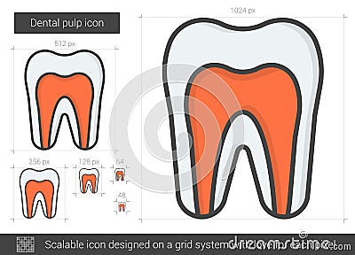 Dental pulp line icon. Vector Illustration