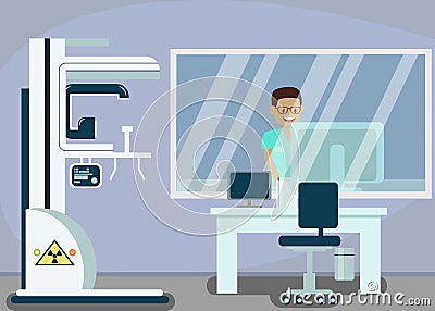 Dental Radiology, X ray Room Vector Illustration Vector Illustration