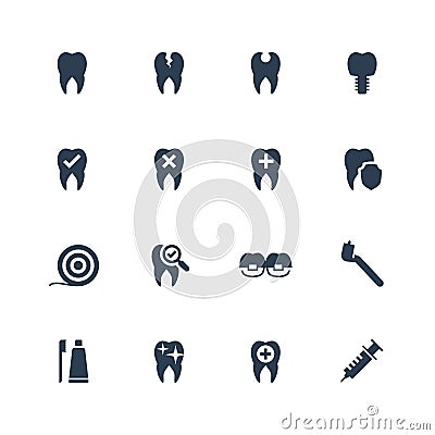 Dental related icon set Vector Illustration