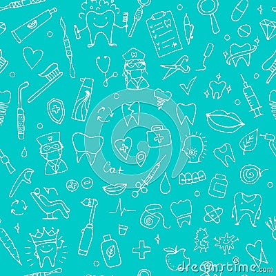 Dental seamless pattern, sketch for your design Vector Illustration