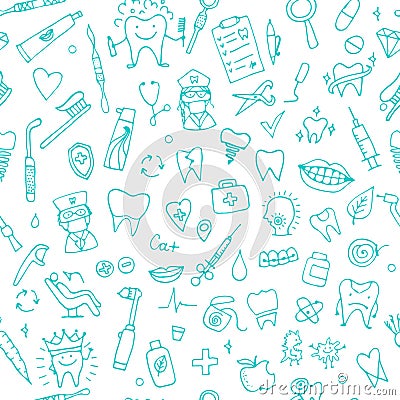 Dental seamless pattern, sketch for your design Vector Illustration