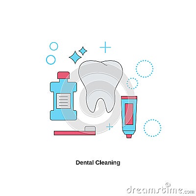 Dental services concept. Dental cleaning Vector Illustration