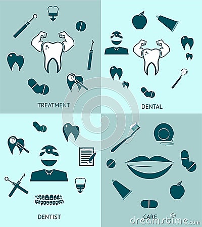 Dental set icons vector template design Vector Illustration