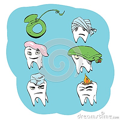 Dental set of tooth health and oral hygiene Vector Illustration