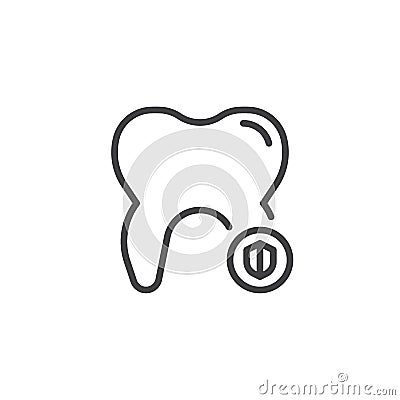 Dental shield line icon Vector Illustration