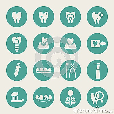 Dental theme flat icons Vector Illustration