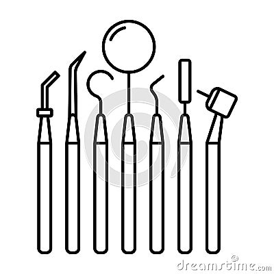 Dental Tools outline icon. Dental instruments Vector illustration Vector Illustration