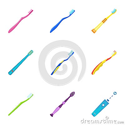 Dental toothbrush icon set, flat style Vector Illustration