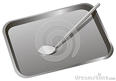 Dental tray with mirror Vector Illustration