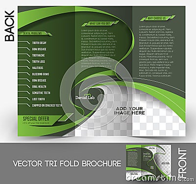 Dental Tri-fold Brochure Vector Illustration