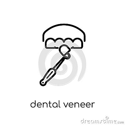 Dental veneer icon. Trendy modern flat linear vector Dental veneer icon on white background from thin line Dentist collection Vector Illustration