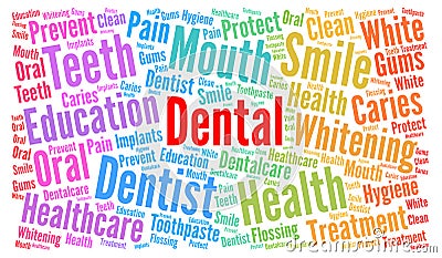 Dental word cloud concept Cartoon Illustration