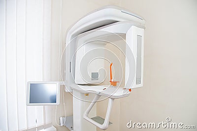 Dental x ray machine, equipment and accessories at dentist clinic. Stock Photo