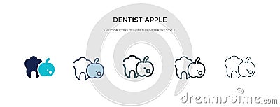 Dentist apple icon in different style vector illustration. two colored and black dentist apple vector icons designed in filled, Vector Illustration