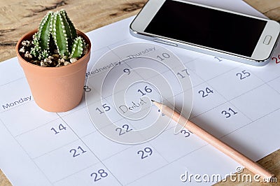 Dentist appointment in calendar planner Stock Photo