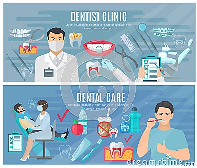 Dentist Banners Set Vector Illustration