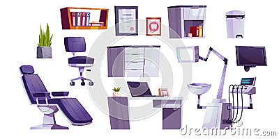 Dentist chair in hospital office cabinet vector Stock Photo