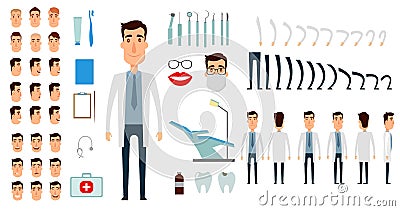 Dentist character creation set. Vector Illustration