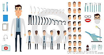 Dentist character creation set Vector Illustration