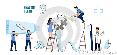 Dentist checkup Stomatology Dental Care Hygiene technology Vector Illustration