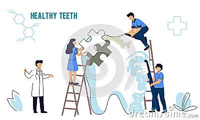 Dentist checkup Stomatology Dental Care Hygiene technology Vector Illustration