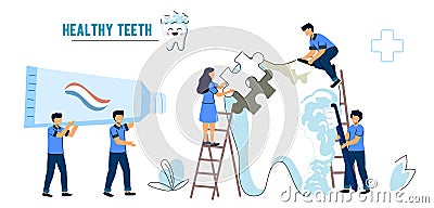 Dentist checkup Stomatology Dental Care Hygiene technology Vector Illustration