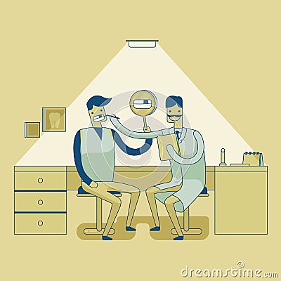 Dentist checkup teeth's man Vector Illustration