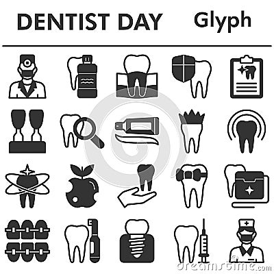 Dentist Day icons set_1 Cartoon Illustration
