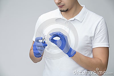 Dentist with dental handpiece Stock Photo